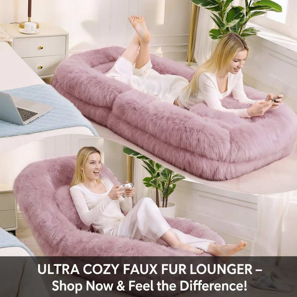 New Arrival Human Dog Bed – Plush Floor Gaming & Meditation Sofa, 5-Position Adjustable Backrest, Pink